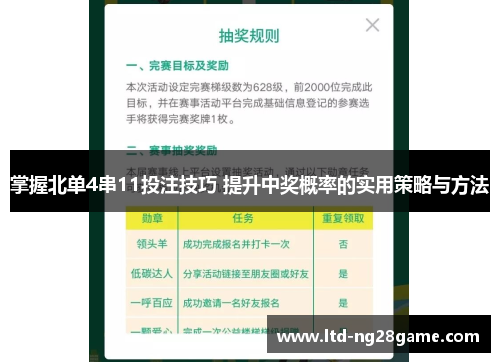 掌握北单4串11投注技巧 提升中奖概率的实用策略与方法